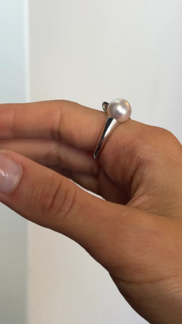 CHANEL Plume De Pearl and Natural Diamond 18K White Gold Ring