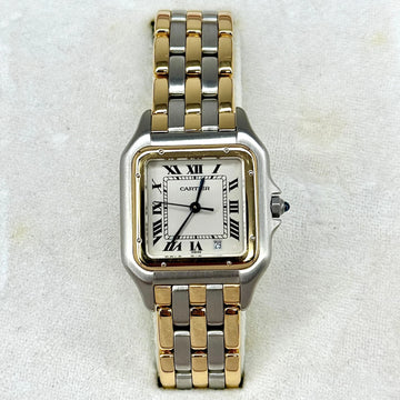 Cartier Panthère 27mm Midsize Three Row Gold Date Two Tone 18K Yellow Gold Steel