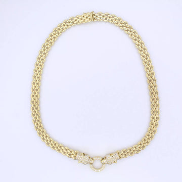 Estate Panther Cat Yellow Gold 2.25ct Natural Diamond Ladies Necklace 49.8 gr
