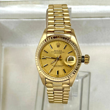 Rolex Lady-Datejust President BOX PAPERS 26mm Gold Fluted Bezel Champagne Dial