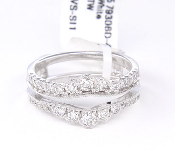 Diamond Double Wrap Band Enhancer 14K White Gold Ring 0.50 CT Size 6