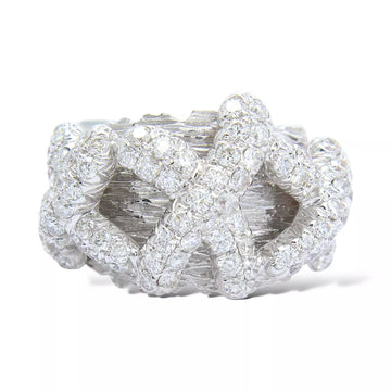 Hugs and Kisses Diamond Ring 18K White Gold  1.48 CT Size 6 NATURAL