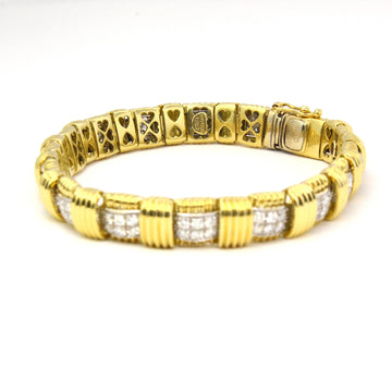ROBERTO COIN Appassionata Diamond Link Bracelet 7" Inches 18K Yellow Gold