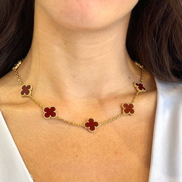 Van Cleef & Arpels Vintage Alhambra Necklace 10 Motifs Carnelian BOX PAPERS