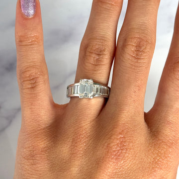 GIA 1.59 CT G VS1 Emerald Cut Natural Diamond Engagement Ring Platinum Size 5