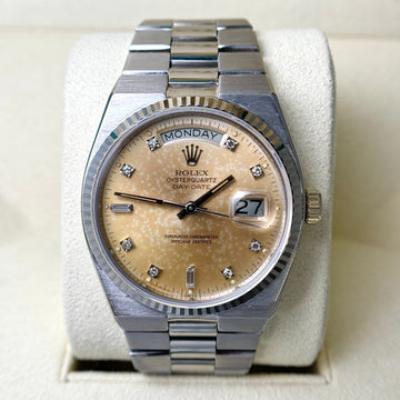 Rolex Day-Date Oysterquartz 36 Tropical Orange Diamond Dial 18K White Gold 19019