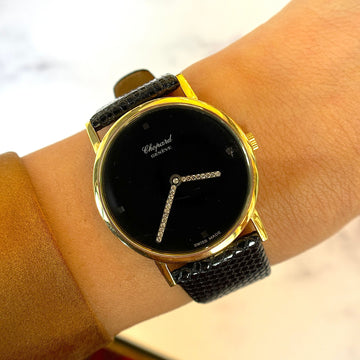 Chopard Classic 18K Yellow Gold Chopard Manual Winding Black Leather Band