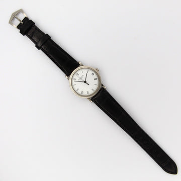 Patek Philippe Calatrava 18K White Gold Automatic Date Black Leather Band 3802G