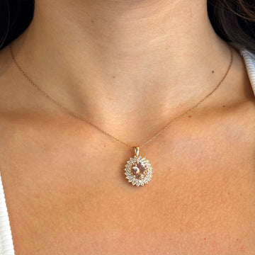 Estate 2.5 CT Morganite and Natural Diamonds 1 CT Necklace 14K Rose Gold