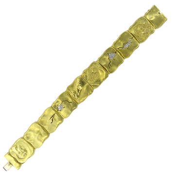SeidenGang Odyssey Link Natural Diamond 18K Yellow Gold Platinum Bracelet 7 Inch