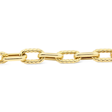 David Yurman Paperclip Gold 6mm Wide Link Bracelet 18K Yellow Gold 7.5 Inches