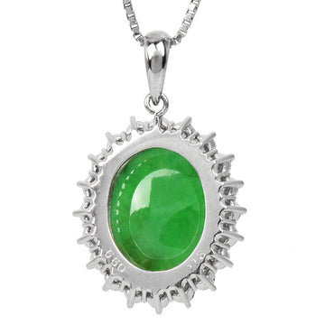 GIA Certified 6.60 CT Jade Jade Platinum Oval Halo Burst Dangle Diamond Pendant