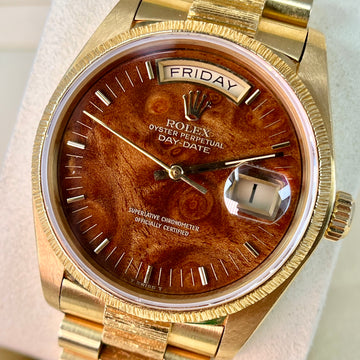 Rolex Day-Date President 36 mm Wood Dial Bark Finish