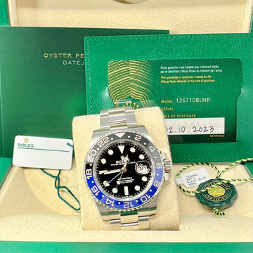 Rolex GMT Master II Batman 2023 FULL SET NEW Black and Blue Bezel Oyster Steel 126710BLNR Watch