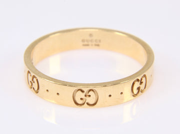 Estate Gucci 18k Yellow Gold Logo Ring Band Icon Collection with Box SIZE 10