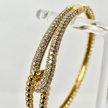18k Yellow Gold Diamond Rope Lasso Design Bangle