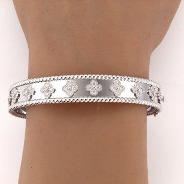 Van Cleef & Arpels Perlée Clovers Diamond Bracelet Large 18K White Gold Genuine