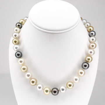South Sea and Tahitian Golden Cultured Pearl Necklace 14K White Gold 18 Inch