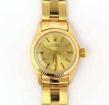 Rolex Oyster Perpetual 26 Ladies Oyster Perpetual 26mm 18K Yellow Gold Champagne Dial