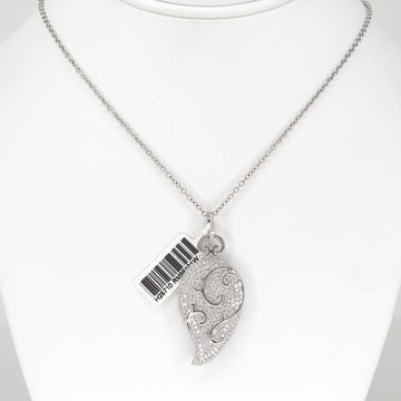 Diamond Leaf Motif Pavè Pendant 1.81 CT Round Brilliant Cut 18K White Gold