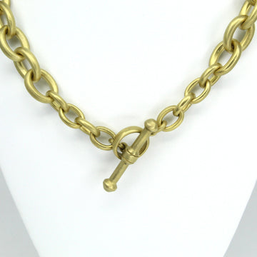 KIESELSTEIN CORD Heavy Brushed Link Toggle Necklace 18K Yellow Gold Chain 18"