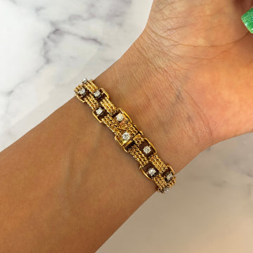 BOUCHERON Paris French 1.65 CT Diamond Braided Bracelet 7 Inches 18K Yellow Gold