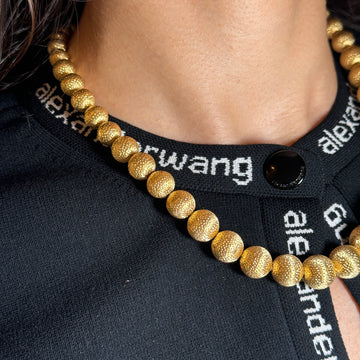 Tiffany & Co. Graduated Grooved Textured Balls Necklace 18K Yellow Gold 18.5"