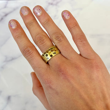 DILAMANI Fancy Natural Diamond Brushed Cigar Band 2.5 CT 18K Yellow Gold