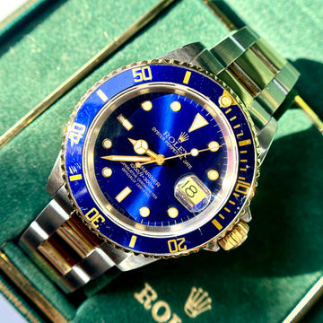 Rolex Submariner Date 40mm Two Tone Yellow Gold Blue Bezel Blue Dial Oyster