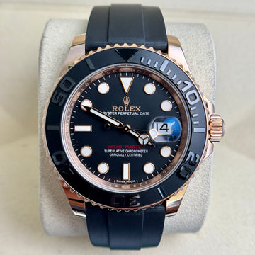 Rolex Yacht-Master 40 18K Rose Gold Oysterflex Bracelet Black Dial Ceramic Bezel