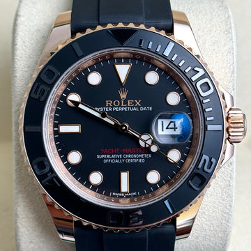 Rolex Yacht-Master 40 18K Rose Gold Oysterflex Bracelet Black Dial Ceramic Bezel