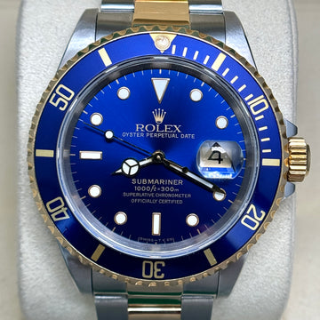 Rolex Submariner Date 40mm Two Tone Yellow Gold Blue Bezel Blue Dial 16613