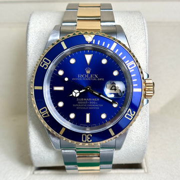 Rolex Submariner Date 40mm Two Tone Yellow Gold Blue Bezel Blue Dial 16613