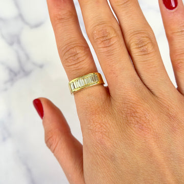 Diamond Natural Baguette Wedding Band 1.1 CT 18k Yellow Gold Size 5.5