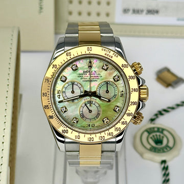 Rolex Daytona Cosmograph Daytona 40 Mother of Pearl Diamond Dial Steel 18K Gold