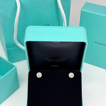 TIFFANY AND CO Diamond 1.20 CT Halo Stud Earrings Platinum 950