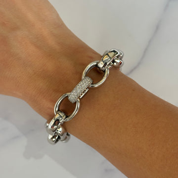 Classic Chain Link Diamond Bracelet 1 CT 18K White Gold 8 Inches 50.4 grams
