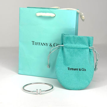 TIFFANY & CO T Diamond 0.24 CT Wire Bracelet 18K White Gold Medium Pouch & Bag