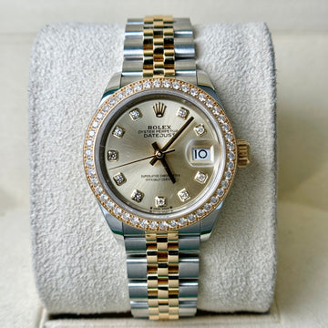 Rolex Lady-Datejust 28mm Factory Diamond Bezel Champagne Dial Two Tone Jubilee