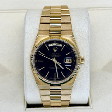 Rolex Day-Date Oysterquartz 36mm President No Sag 18K Yellow Gold Black Dial