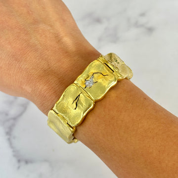 SeidenGang Odyssey Link Diamond 18K Yellow Gold Platinum Bracelet Brooch Set