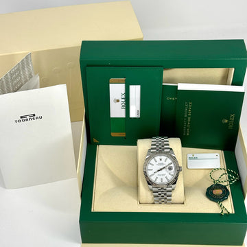 Rolex Datejust 41 White Dial Fluted Bezel Jubilee Bracelet Ref 126334 Steel 2020