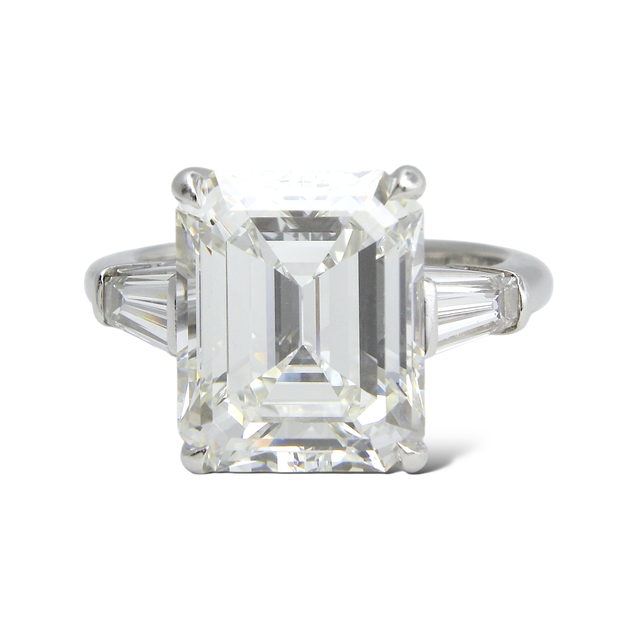 TIFFANY AND CO Diamond Engagement Ring 6.05 CT Emerald Cut Platinum Certified H VS2 Three Stone Ring