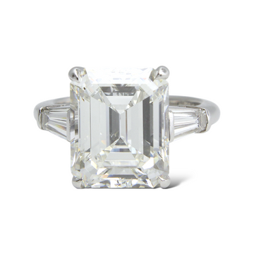 TIFFANY AND CO Diamond Engagement Ring 6.05 CT Emerald Cut Platinum Certified H VS2 Three Stone Ring