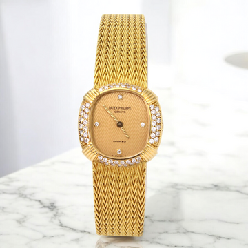 Patek Philippe Ellipse Ladies TIFFANY & CO Dial Diamond Bezel 18K Yellow Gold