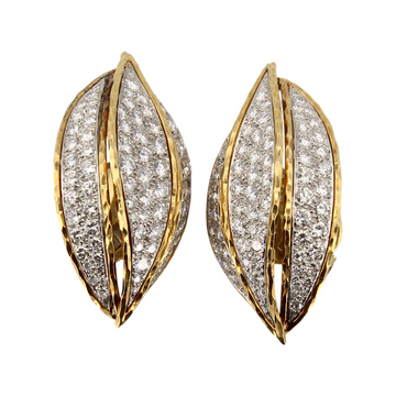 DAVID WEBB Certified 8.97CT Diamond 18K Yellow Gold Platinum Clip On Earrings