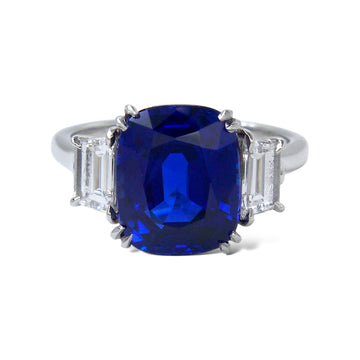 Royal Blue 5.12 CT Natural Sapphire Burma No Heat GIA Certified Diamond Ring
