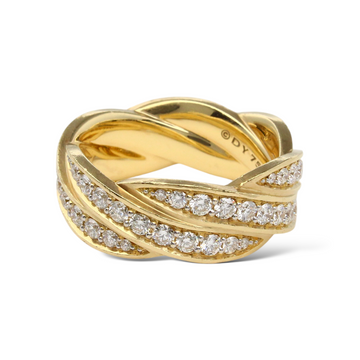 DAVID YURMAN Helios Men's Wedding Diamond 9mm Band 18K Yellow Gold Ring 10.25