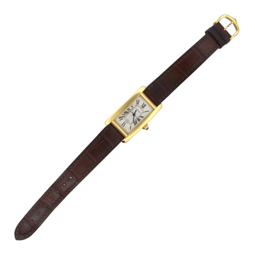 Cartier Tank Américaine 18K Yellow Gold Medium Automatic 22mmx41mm Leather Strap