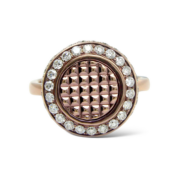 1 CT Natural Diamond Textured Dome Ring 18K Rose Gold Size 7